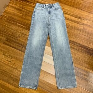 Pacsun 90s Boyfriend Jeans Womens Size 24 Light Wash Wide Leg Split‎ Hem Denim